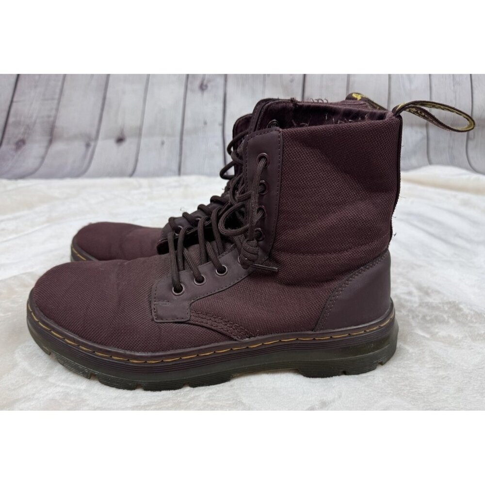 Dr. DOC MARTENS Combs Dark Burgundy Canvas Lace Up Boots Men's 8/Women’s 9